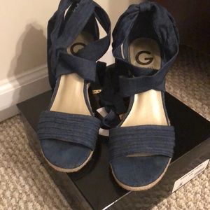 Guess Denim Wedge Sandals